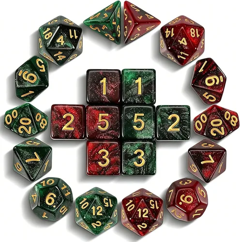 Vista 25 de CiaraQ Juego de dados poliédricos - Dados para juegos de rol DND para Calabozos y Dragones, juego de mesa RPG, doble color, 35 piezas Diseño