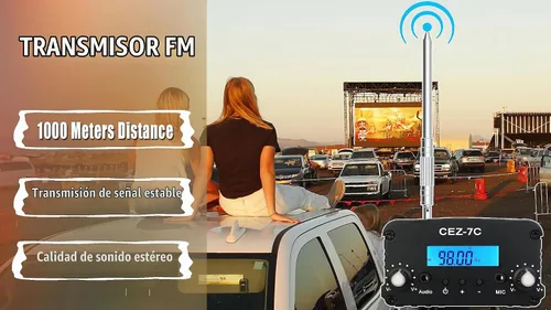 Vista 3 de Transmisor FM de 3,280.8 ft, transmisor de radio estéreo de largo alcance de 7 W para autocar, espectáculo de luz de iglesia, supermercado, escuela