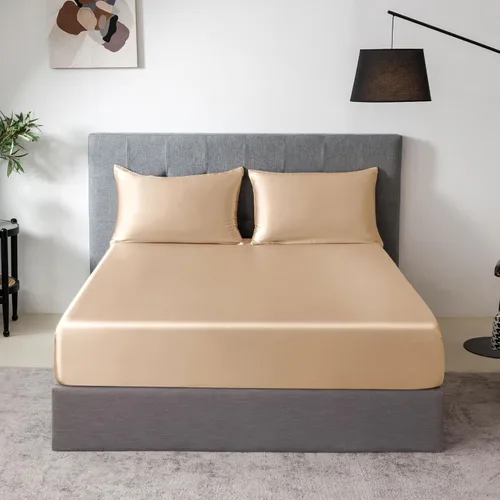 Vista 70 de THXSILK Juego de sábanas bajeras de 100% seda de morera, 3 piezas de seda 7A+, transpirable, suave, sábana bajera de 16 pulgadas de profundidad, 2