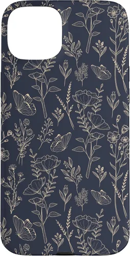 Vista 9 de Butterfly Meadow Botanical Wildflower Pattern (Azul Marino) Funda para iPhone 17