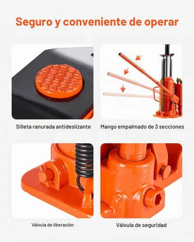 Vista 6 de VEVOR Gato de botella hidráulica de aire, 12 toneladas/26455 libras Gato hidráulico neumático para botella con rango de elevación de 10.43 a 19.88