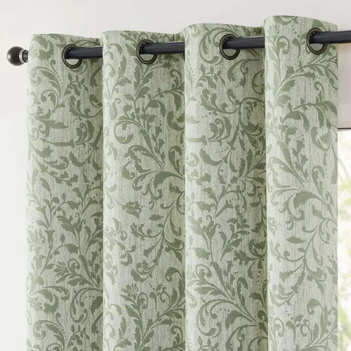 Vista 11 de jinchan Cortinas opacas para dormitorio, cortinas con estampado floral de pergamino gris topo de 84 pulgadas de largo para sala de estar, cortinas