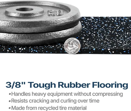 Vista 3 de Rollo de piso de goma resistente de 1/4" de espesor de Floor Inc Tapetes de piso de goma reciclada flexibles para gimnasio en casa Tapete