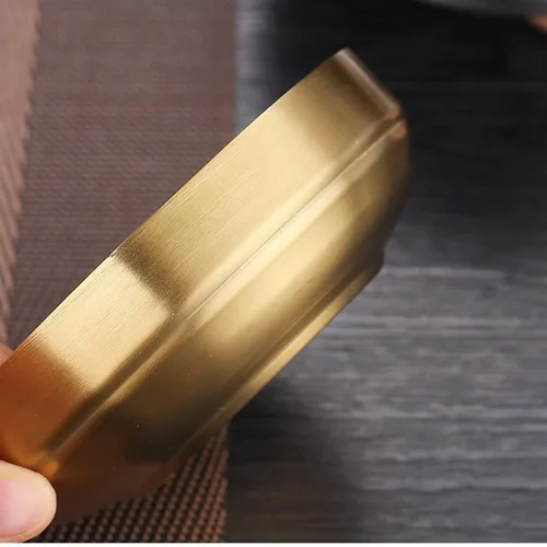 Vista 6 de Paquete de 4 platos dorados de acero inoxidable para salsa de soja, cuencos de inmersión de doble cubierta, cuencos pequeños para condimentos, mini