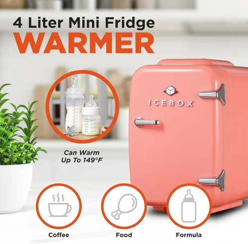 Vista 3 de ICEBOX IBMF4BLS - Mini refrigerador para dormitorio, refrigerador para el cuidado de la piel, enfriador portátil y calentador para maquillaje