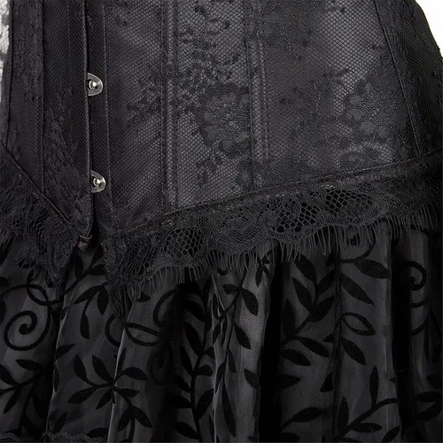Vista 4 de Corsés para mujer, conjunto de vestido de corsé renacentista, disfraces de Halloween