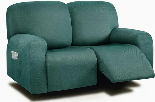 Vista 42 de ULTICOR Fundas para sofá reclinable de 8 piezas, fundas elásticas con hilo teñido para sofá reclinable de 3 cojines, gruesas, suaves y lavables Gris