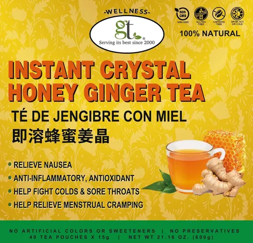 Vista 3 de GT Paquete de cuidado instantáneo de té de miel y jengibre, caja de 21.18 onzas (40 bolsas de té)