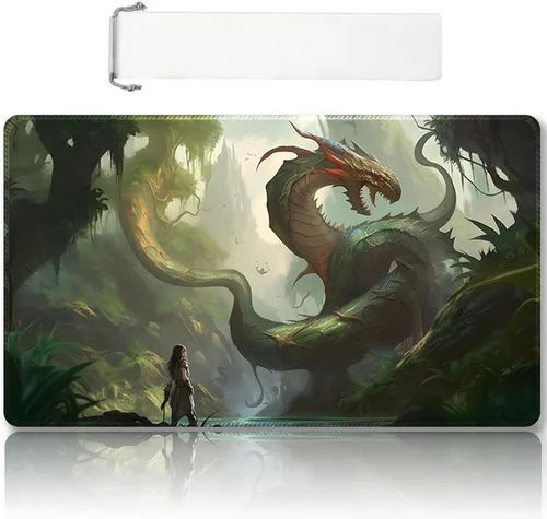 Vista 6 de DAUXID Tapete de Juego MTG Cosido Premium con Zonas y Respaldo de Goma Antideslizante, Tapete de Juego TCG para MTG y Otros Juegos de Cartas, Diseño