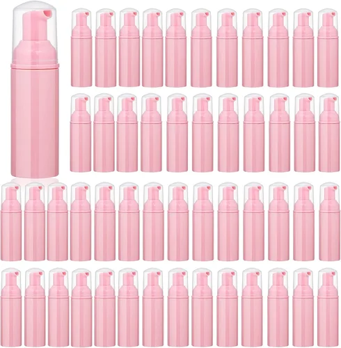 Vista 8 de Paquete de 35 botellas de espuma de 2 onzas, dispensador de jabón recargable, uso diario Clear foam pump bottle for diluted liquid soap, facial