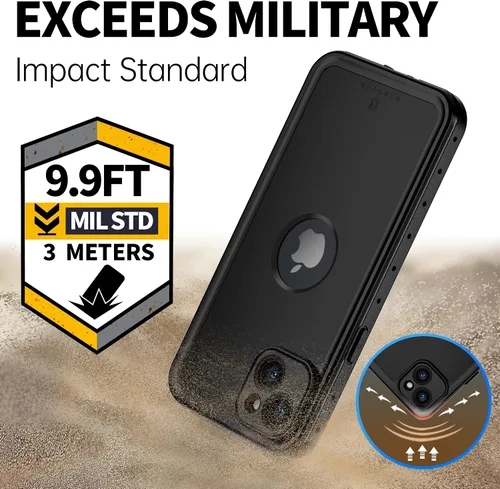 Vista 3 de BEASTEK Funda impermeable para iPhone 14, a prueba de golpes, a prueba de polvo IP68 bajo el agua, serie NRE con protector de pantalla integrado
