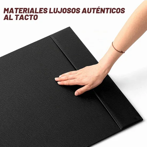 Vista 3 de Sayglossy Juego de 5 almohadillas de cuero para escritorio con rieles laterales, protector de escritorio de 30 x 18 pulgadas, bandeja para letras