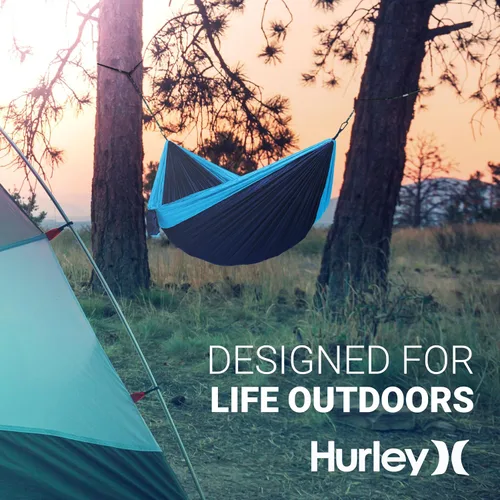 Vista 5 de Hurley Hamaca de camping Duo – Hamaca portátil para 2 personas para camping, hamaca resistente, tela de nailon de paracaídas – Accesorios de camping