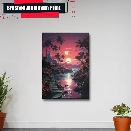 Vista 4 de Neon Sunset Vibes Florida Synthwave Sunset Framed poster Print, Retro Miami Style Wall Art, poster Prints, Art Print
