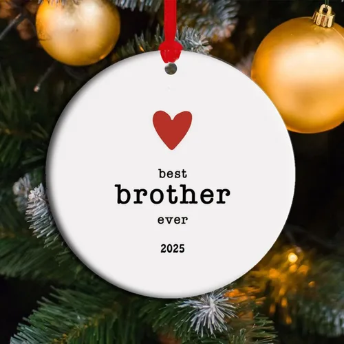 Vista 2 de Mejor adorno de hermano de todos los tiempos 2025 para hermano de hermana/hermano/hermano - Recuerdo único de las fiestas