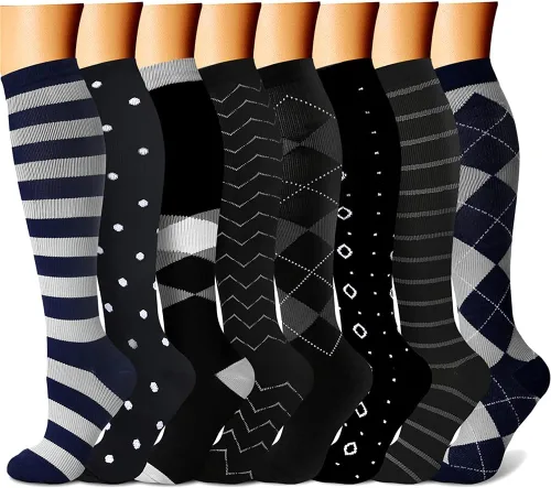 Vista 17 de CHARMKING Calcetines de compresión para mujeres y hombres para circulación (8 pares) 15-20 mmHg, mejor soporte para ciclismo atlético