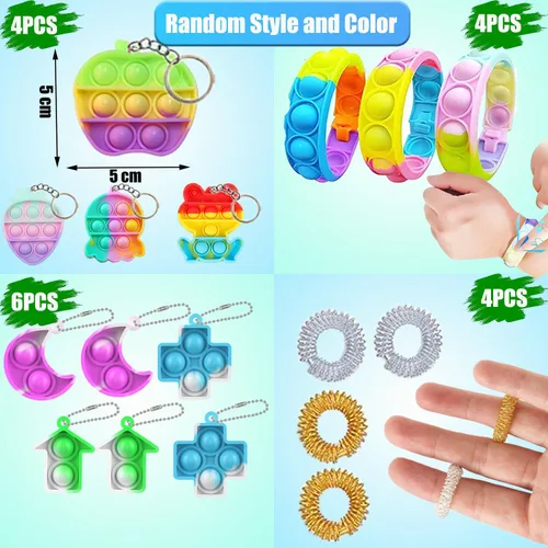 Vista 2 de 118 piezas de juguetes fidget para niños, paquete de juguetes sensoriales antiestrés, regalos de fiesta para niños con ansiedad, autismo, TDAH