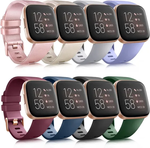 Vista 20 de Paquete de 8 correas deportivas compatibles con Fitbit Versa 2, correas de repuesto clásicas de silicona suave para reloj inteligente Fitbit Versa 2