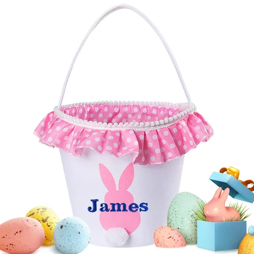 Vista 18 de Cestas de Pascua personalizadas para niños y niñas, canasta de conejo de Pascua de Touber para niños pequeños, canasta de caza de huevos de Pascua
