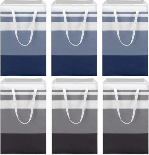 Vista 10 de Foaincore Paquete de 6 cestas de lavandería de 75 L, cesta grande para ropa sucia, a granel, impermeable, plegable, con asas en dormitorio, baño