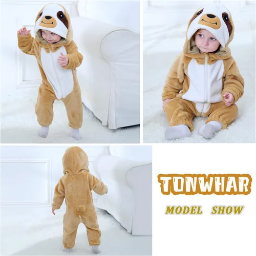 Vista 4 de TONWHAR - Mameluco con capucha, fantástico disfraz infantil de varios animales, como tigre o dinosaurio