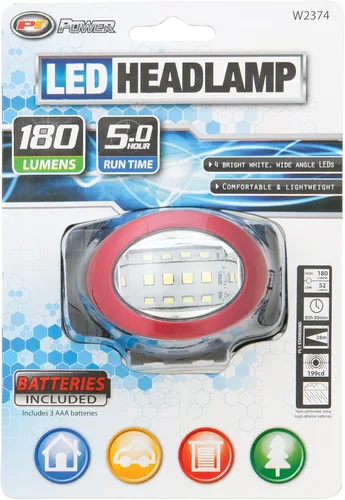 Vista 5 de Linterna frontal roja de 4 LED superbrillante de 180 lúmenes Performance Tool W2374 (se vende como 1 linterna)