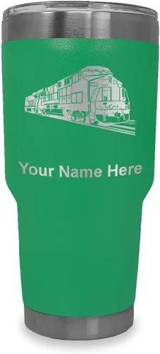 Vista 21 de LaserGram Vaso aislado al vacío de 20 onzas, tren de carga, grabado personalizado incluido (negro)