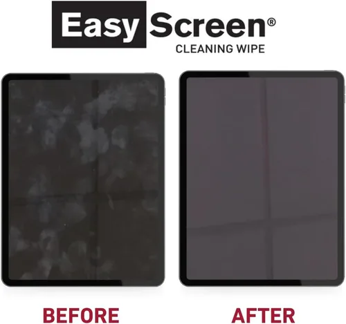 Vista 4 de Easy Screen, toallitas de limpieza de pantalla premium, electrónica, pantallas táctiles y limpiador de gafas, 50 paquetes individuales por caja