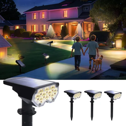 Vista 14 de Foco Solar para Exteriores Impermeable Iluminación LED de Acento para Paisaje para Patio, Árbol, Plantas, Paredes, Sendero, Jardín, Estatuas, Brillo
