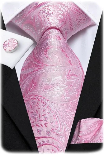 Vista 42 de Hi-Tie Conjunto de corbatas de seda con estampado paisley para hombre, pañuelo de bolsillo y gemelos, conjuntos de corbata formal para negocios a