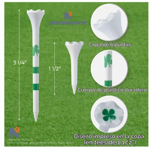 Vista 4 de NorthPointe Tees de Golf de Plástico Paquete Combinado de Longitudes de 50 Incluye (40 unidades) Tees de Golf de Plástico de 3 ¼" + (10 unidades)