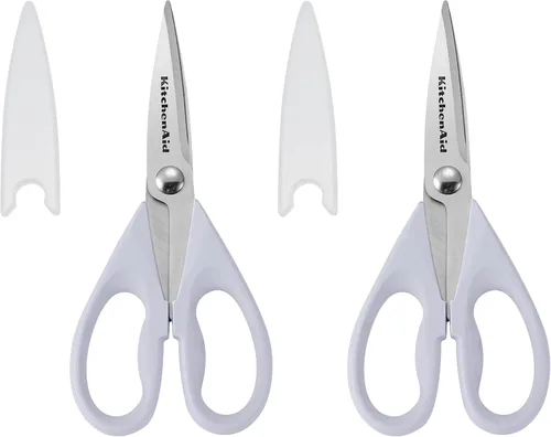 Vista 11 de Tijeras de cocina multiusos KitchenAid con funda protectora, tijeras de acero inoxidable duraderas, aptas para lavavajillas, mango de agarre suave