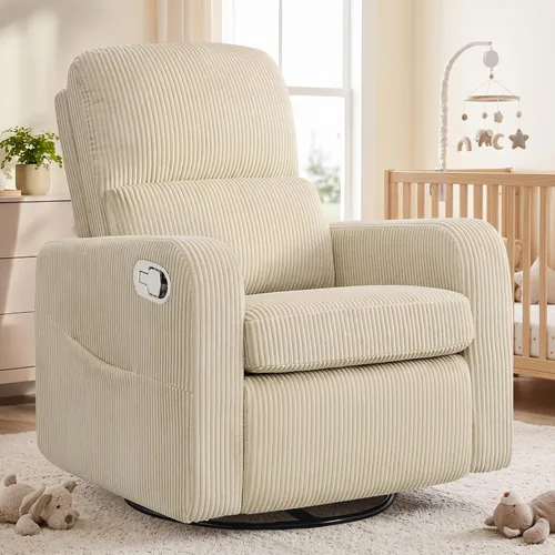 Vista 10 de Mecedora giratoria mecedora eléctrica, silla reclinable para cuarto Gris