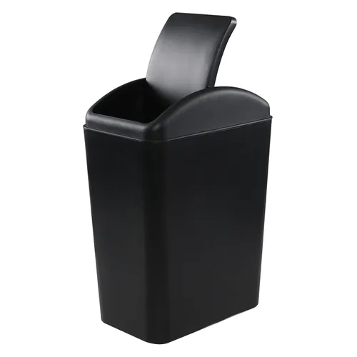 Vista 7 de Cubo de basura de plástico de 16 litros, cubo de basura con tapa abatible (negro)