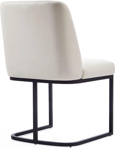 Vista 9 de Manhattan Comfort Serena - Silla de comedor de piel sintética de 18.7 pulgadas, color crema