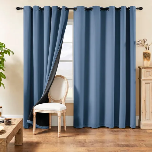 Vista 54 de Rutterllow - Cortinas 100% opacas, paneles de cortina con ojales, aislamiento térmico y bloqueo de luz para habitación y sala de estar