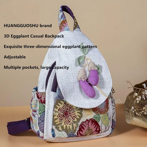 Vista 158 de HUANGGUOSHU Mochila de algodón tejida de algodón bohemio con bordado de lona estilo bohemio con múltiples bolsillos retro linda mochila cartera