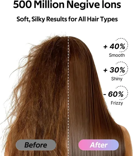 Vista 3 de Mera Bio-Ionic - Secador de pelo para mujer, secado rápido profesional de 1400 W con difusor y concentrador, tecnología de iones negativos