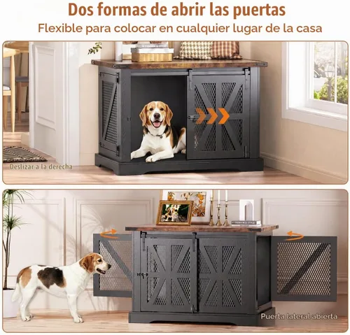 Vista 7 de Muebles de jaula para perros de 40 pulgadas con puertas correderas para Negro