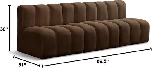 Vista 3 de Meridian Furniture Arco Marrón Terciopelo Modular Seccional