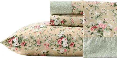 Vista 40 de Laura Ashley - Juego de sábanas individual, ropa de cama de percal de algodón fresca y suave con bolsillos profundos, ligera para comodidad durante