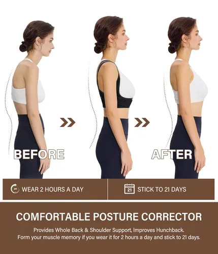 Vista 3 de URSEXYLY Corrector de postura para mujer, transpirable, soporte de espalda para postura, enderezador de espalda ajustable, soporte para cuello