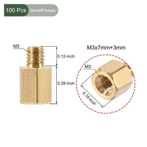 Vista 2 de YOKIVE 100 tornillos de separación M3, separadores hexagonales de latón para PCB, mantienen la altura consistente, ideal para placa base