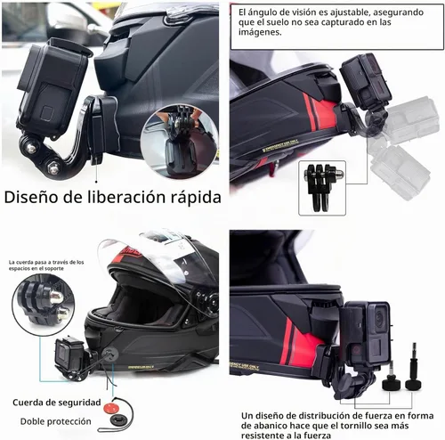 Vista 5 de AGV K1S - Kit de montaje de barbilla hecho para casco K1 S, kit de montaje de cámara de fibra de carbono, soporte de cámara ajustable compatible