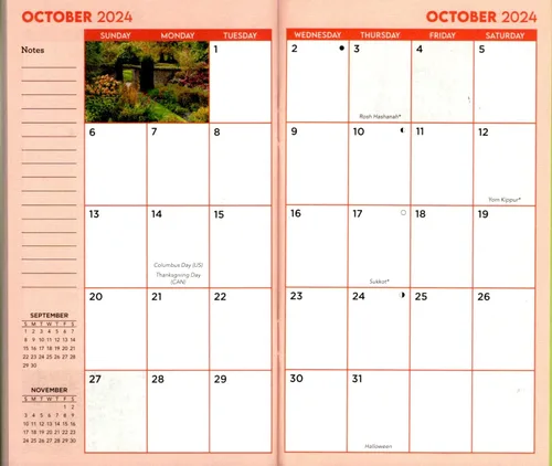 Vista 2 de Gardens 2023 - 2024 - Agenda de bolsillo de 2 años, calendario de inspiraciones, organizador, formato de página mensual