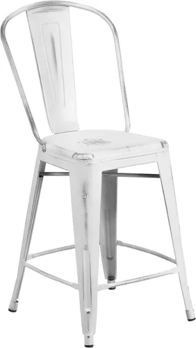 Vista 45 de Taburete de metal de interior y exterior de Flash Furniture, Metal, Plateado
