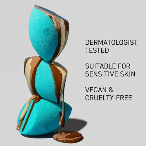 Vista 4 de Real Techniques Sponge +, Esponja de maquillaje para la base de maquillaje, Esponja de mezcla Miracle Blend + Matify, azul, 1 unidad