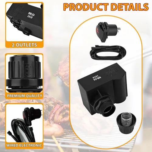Vista 4 de Kit de encendido electrónico de 2 salidas para Char-Broil G511-0055-W1 2 Electrodo Interruptor Independiente, Encendido para Reemplazo Charbroil