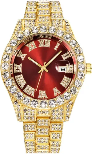 Vista 11 de SENRUD Reloj de pulsera analógico de cuarzo con diamantes de imitación de cristal para hombre