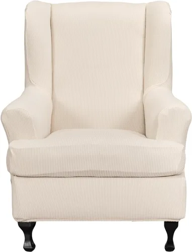 Vista 32 de NILUOH Funda para silla Wingback, 2 piezas, fundas elásticas de elastano para silla con respaldo de ala, funda lavable para sillones con respaldo